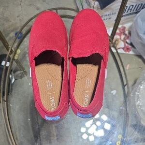Toms Red Moccasin Slip-On Shoes